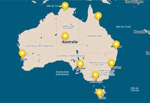Carte de l'Australie avec la broche de la capitale du pays | Vecteur Premium